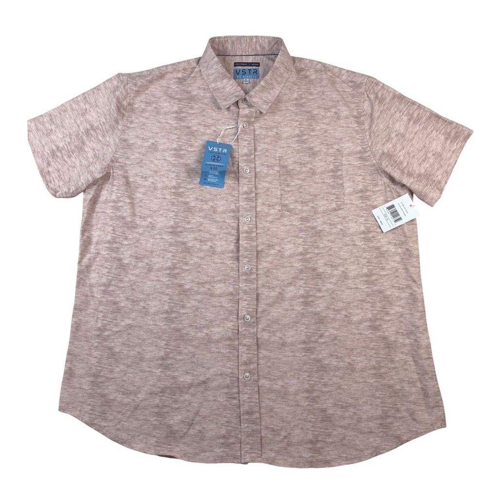VSTR Men XL Heathcoral Pink Microtouch 4-Way Stretch Short Sleeve Shirt VST12414
